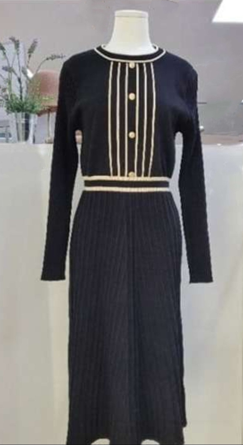 ❤라인배색주름니트원피스