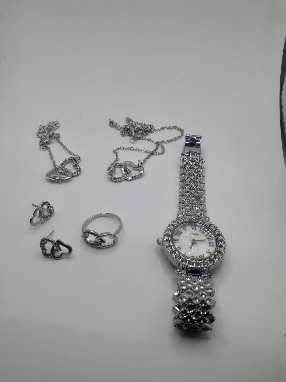 럭셔리 은장 여성 시계 팔찌 목걸이 반지 귀걸이 올풀셋 쥬얼리 악세사리