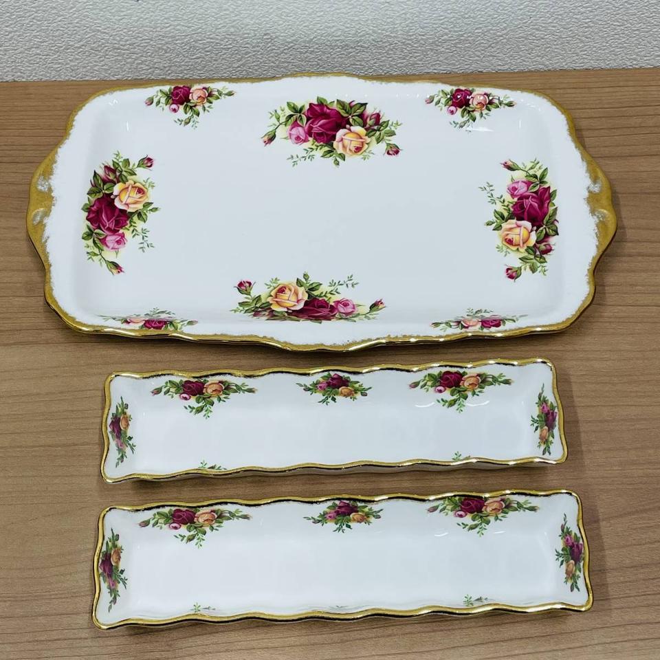 로얄알버트 황실장미 샌드위치트레이.샌드위치트레이 . 올리브트레이