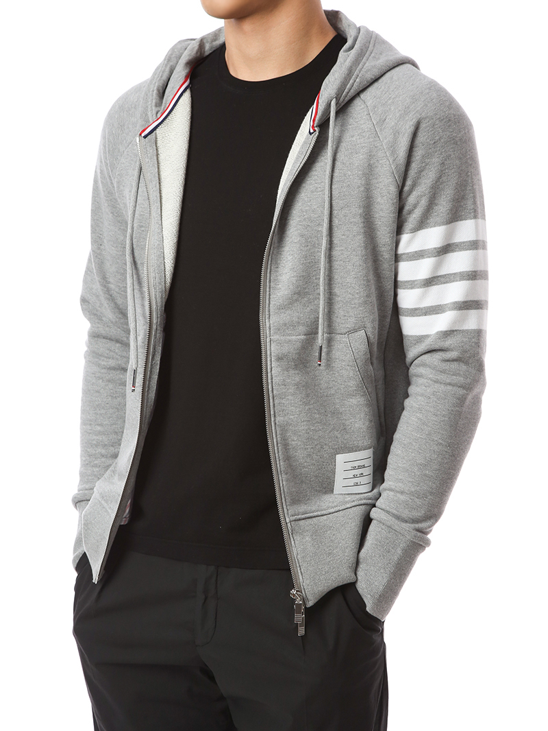 톰브라운 삼선탭+4선완장 디테일 후드 집업