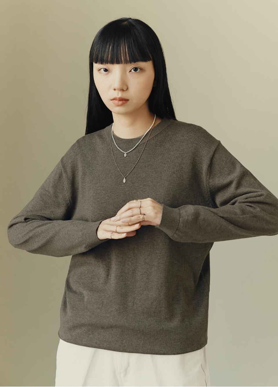 커스텀어클락 에센셜코튼 니트 빈티지브라운 L (새상품)