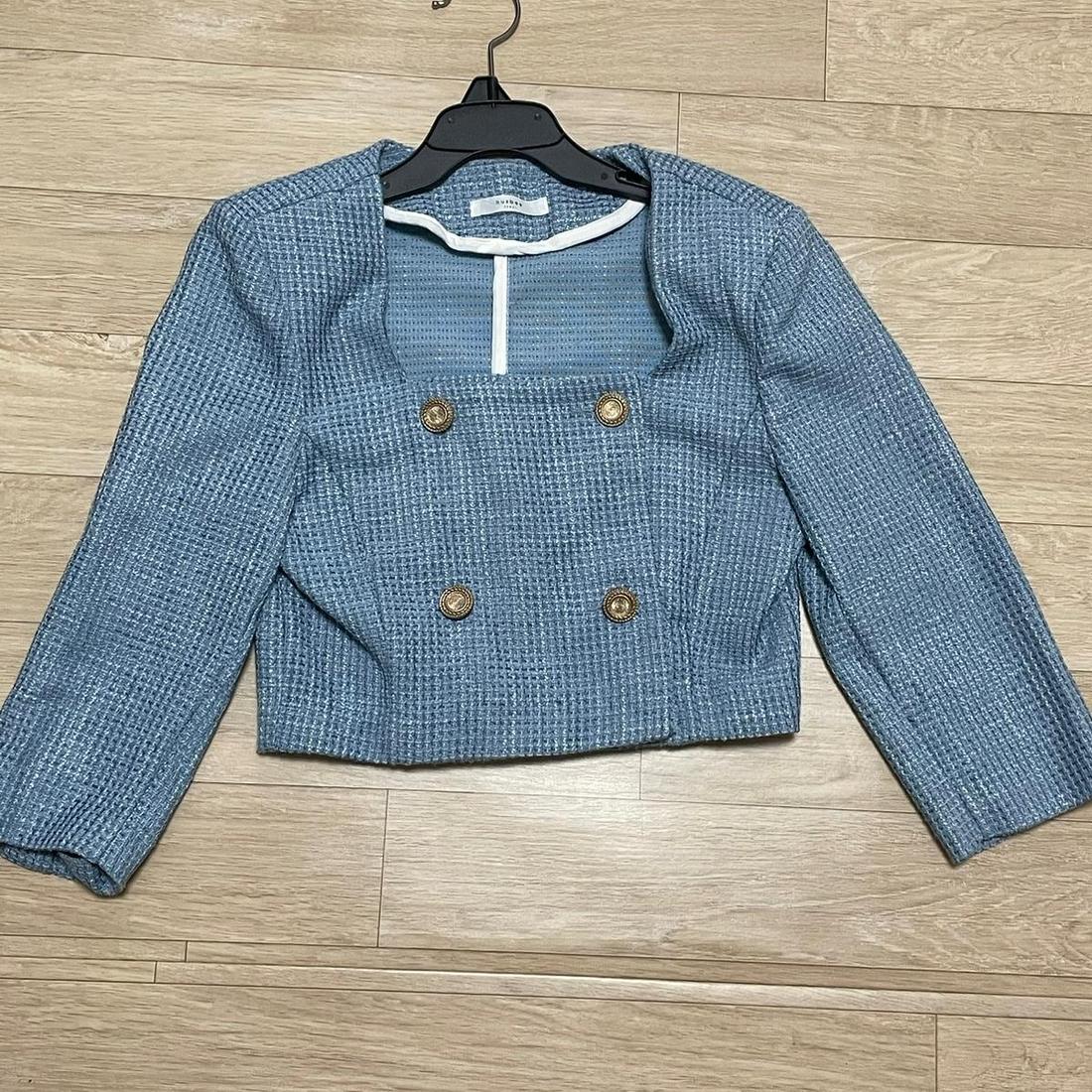 크롭 스퀘어 7부 트위드 자켓