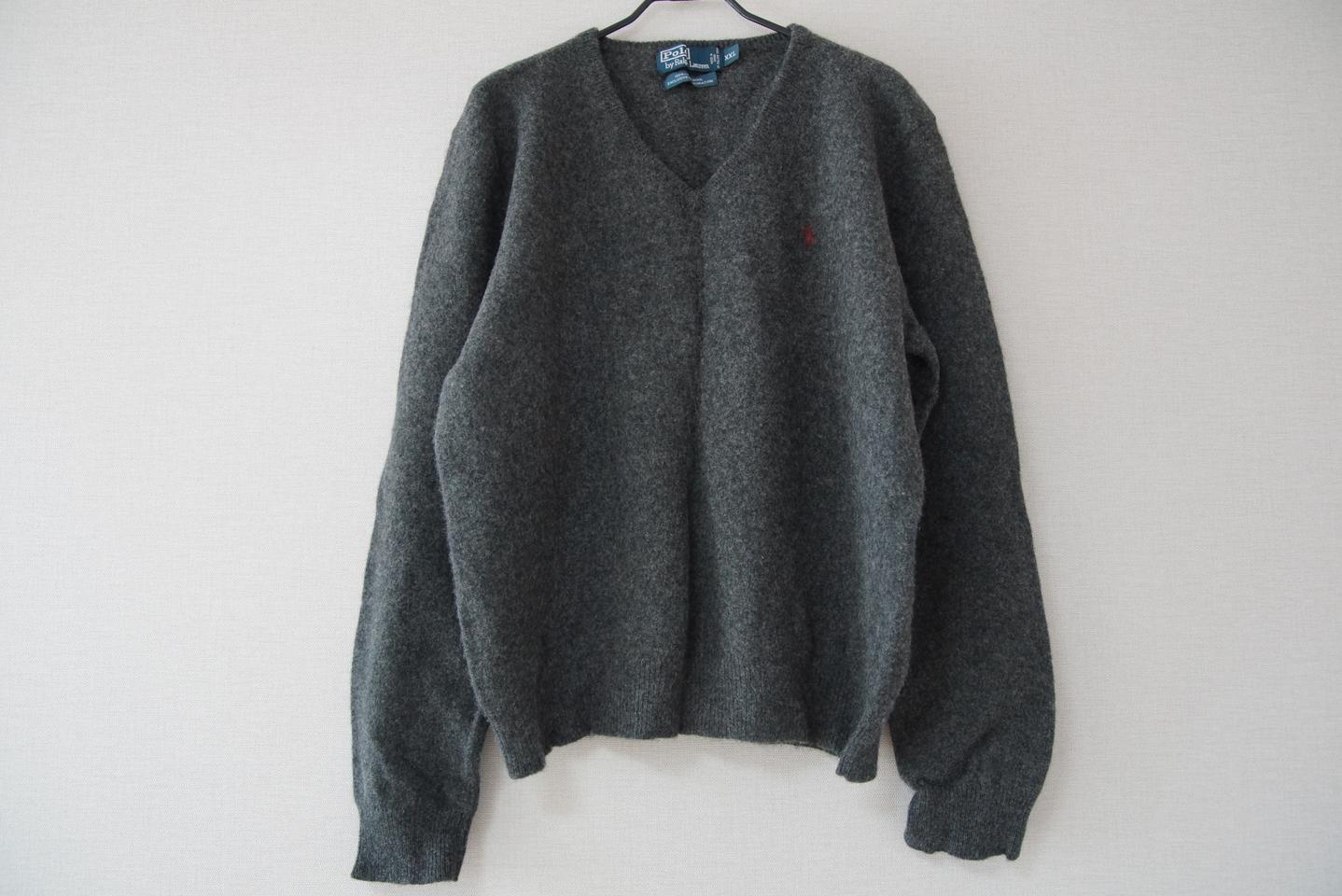 폴로 랄프로렌 램스울 100% V넥 오버핏 니트  XXL