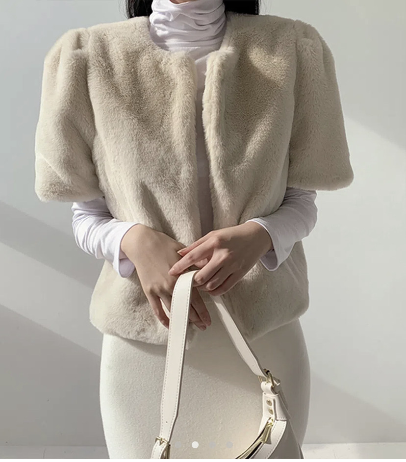 퍼 반팔 자켓 + 워머 목폴라티 새상품