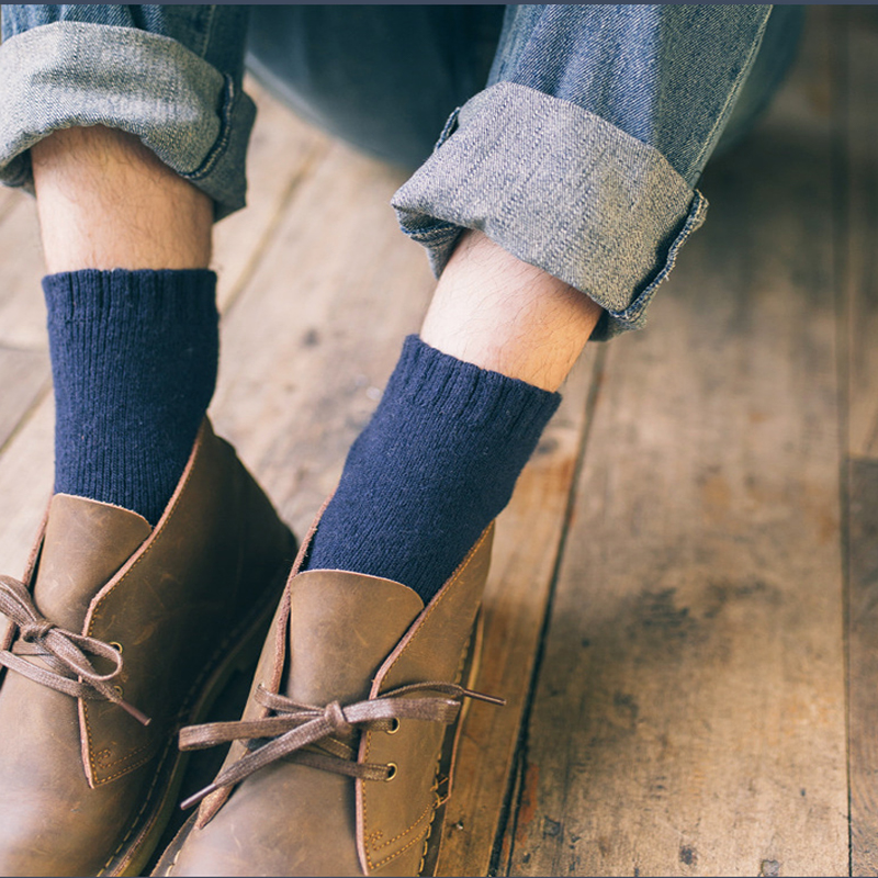 울 도톰 무지 장목 양말 5켤레 세트 데일리 베이직 심플 남녀공용