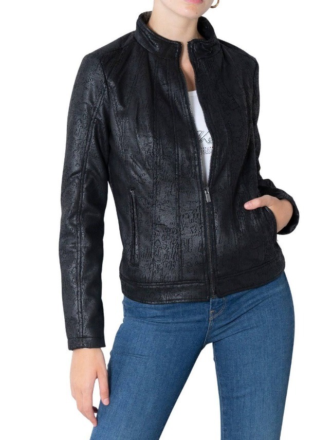 무스탕 라이더 자켓 스탠드 카라 양털 가죽 엠보 슬림 점퍼 코트 이태리제