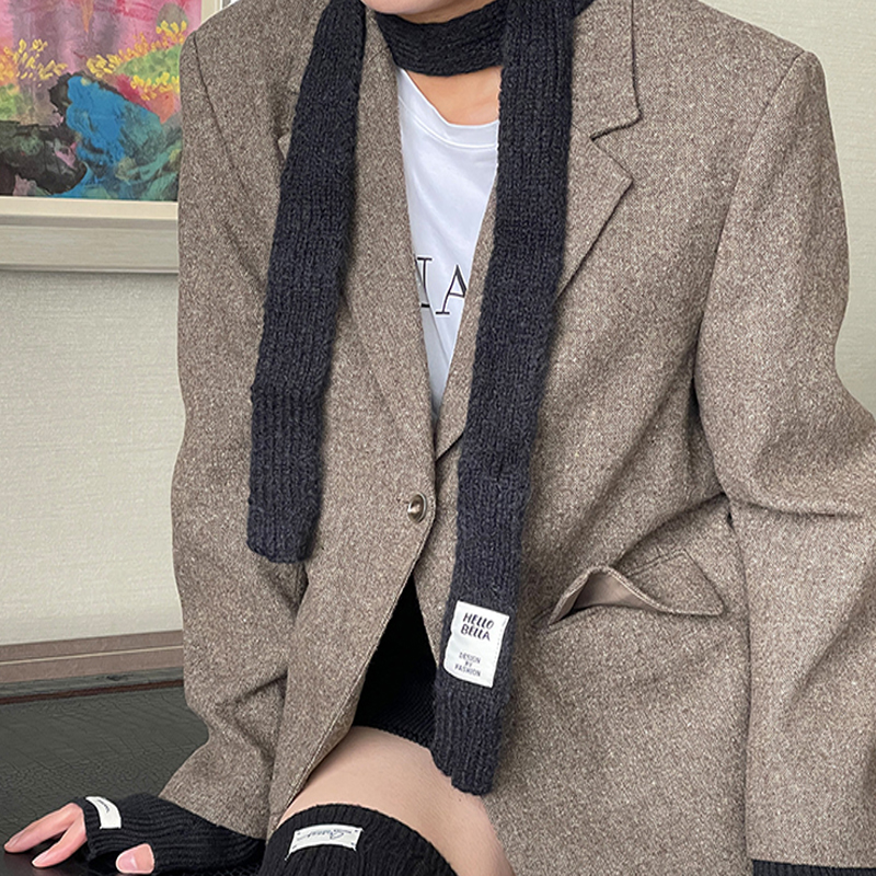 슬림 니트 머플러 여성 목도리 스카프 넥워머 데일리 포근 베이직 겨울