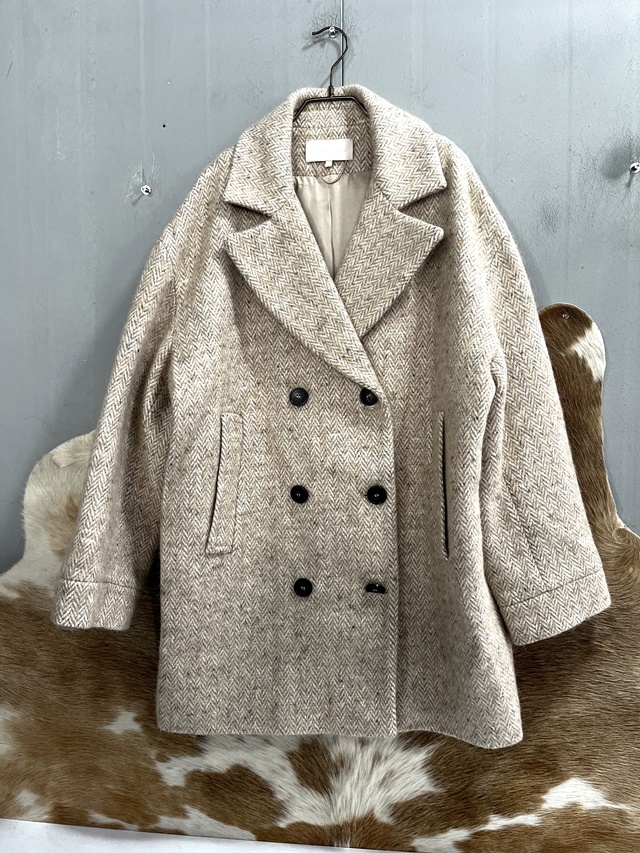 (겨울특가세일)바네사브루노 헤링본 오버사이즈 루즈핏 피코트66사이즈 