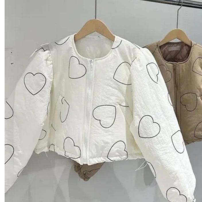 하트 크롭 퍼프 패딩 원가 7마넌