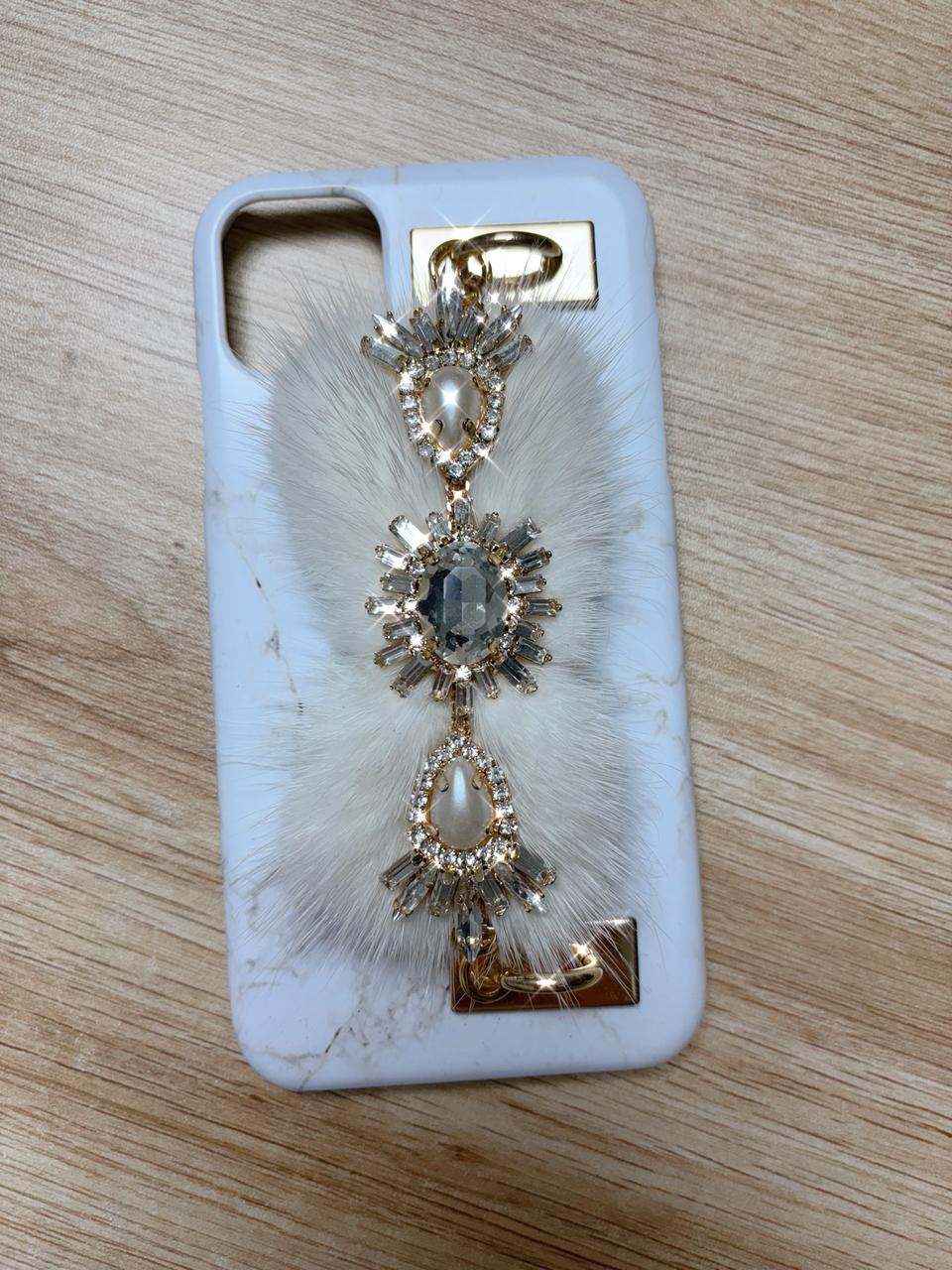 아이폰11 케이스 리얼밍크 보석스트랩