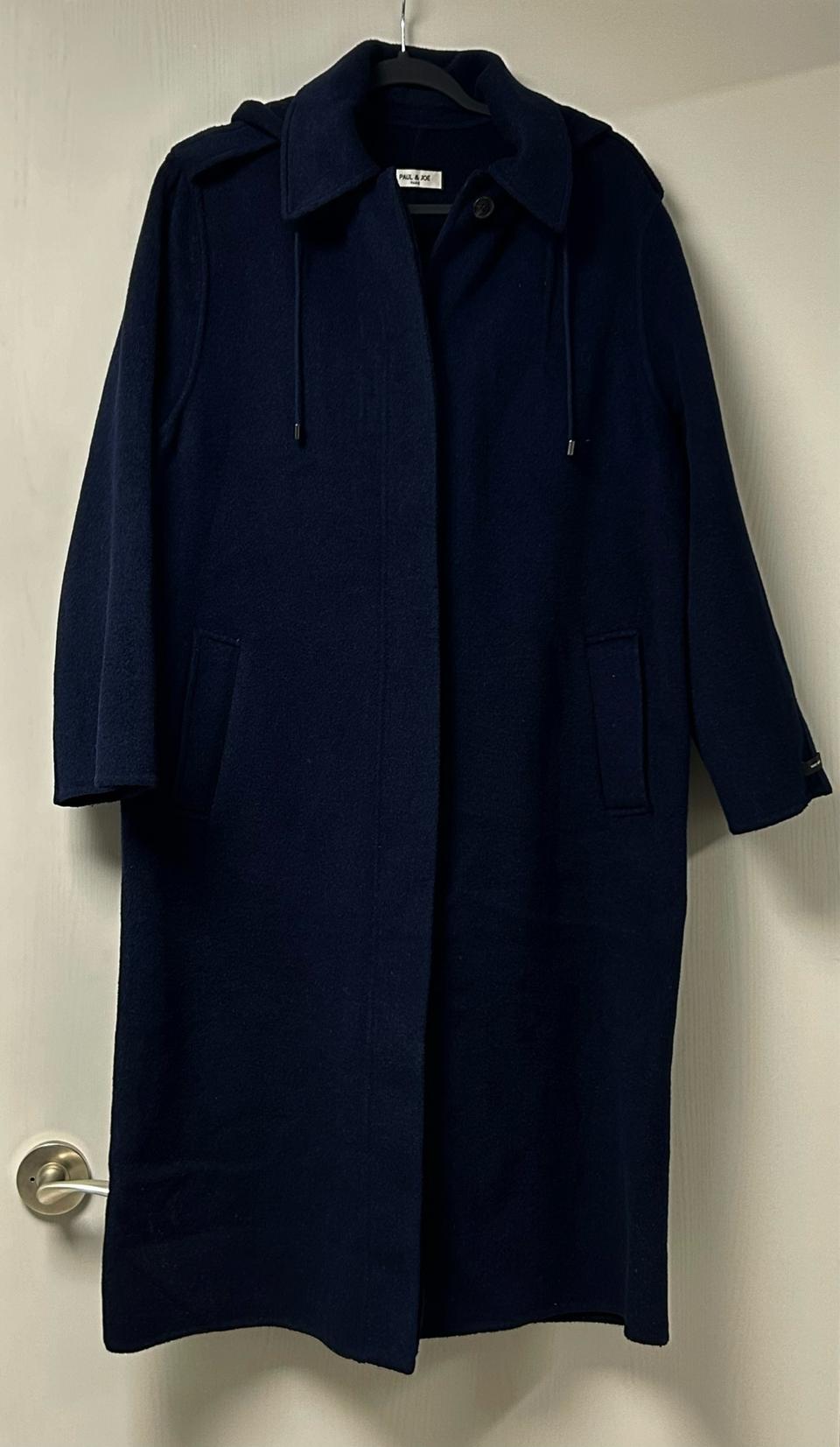 (새상품)폴앤조 실크 캐시미어 롱코트 네이비
