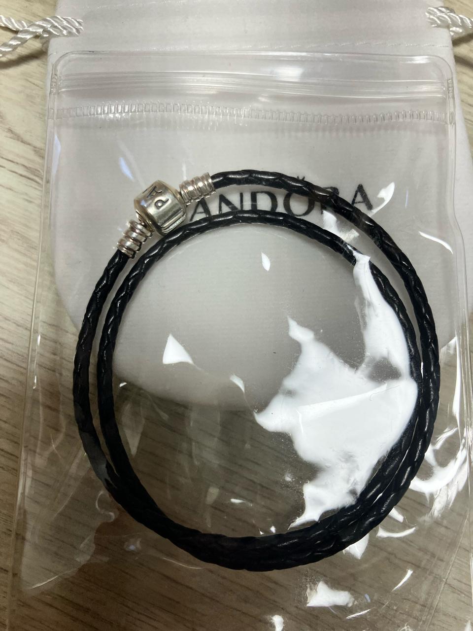 판도라 정품 두줄 레더팔찌 & 신탄생석 반지 (미개봉)