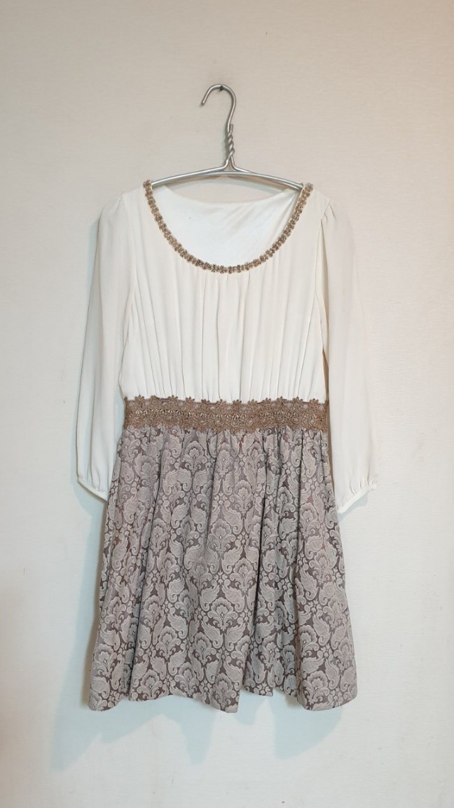 일제) 미니 플레어 스커트 치마 쉬폰 투톤 원피스 레이스 드레스 홀복