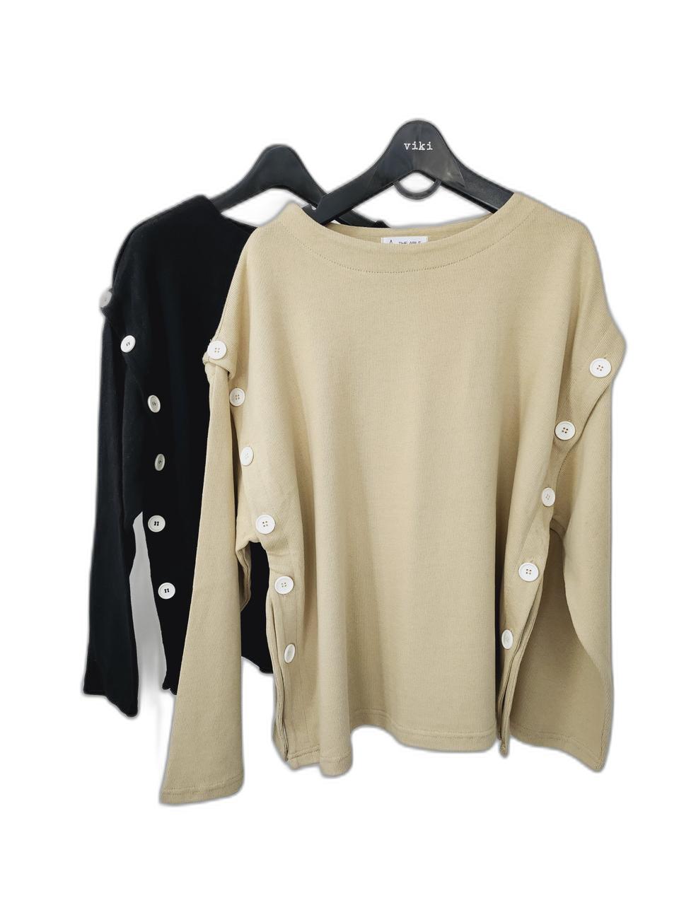 새상품 단추 긴팔 티셔츠 도톰 박시핏 프리 라운드넥 단추니트