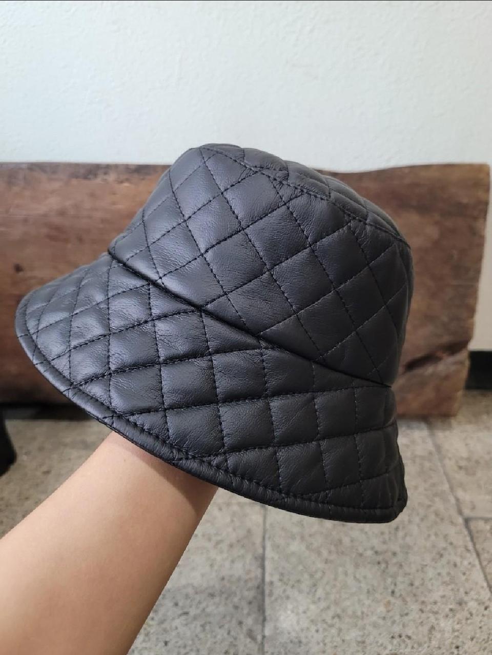 (크림/ 블랙)퀼팅 벙거지 버킷햇 사이즈조절