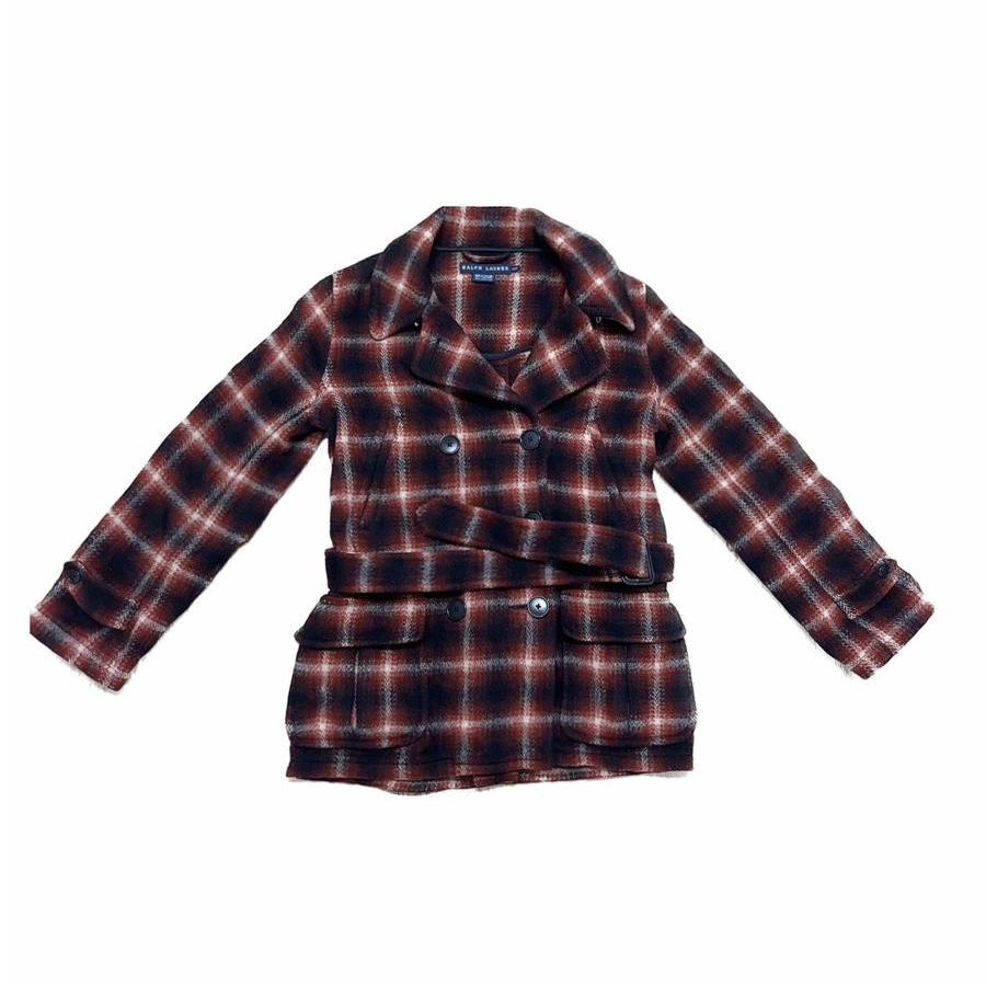 폴로 랄프로렌 울 체크 더블코트 우먼스 M