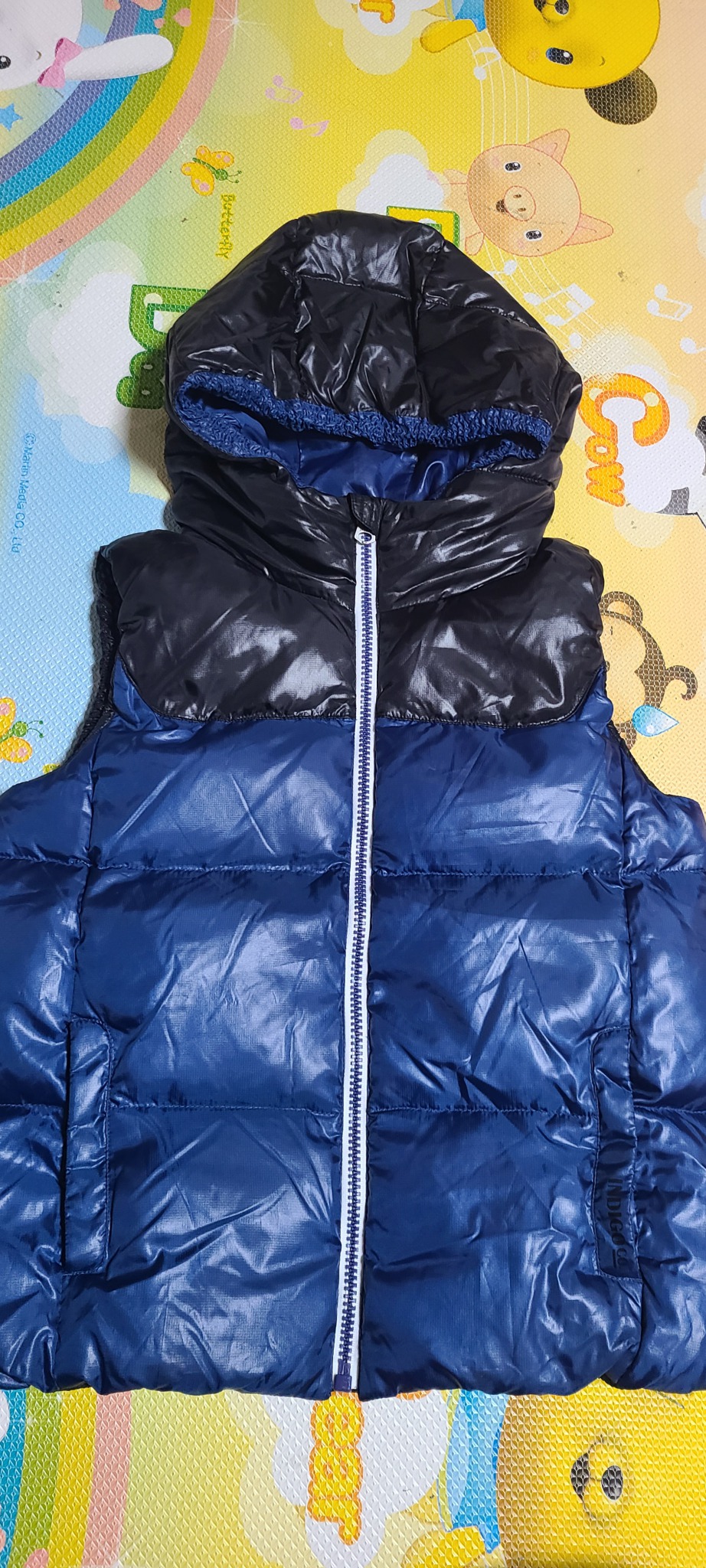 인디고 후드패딩조끼