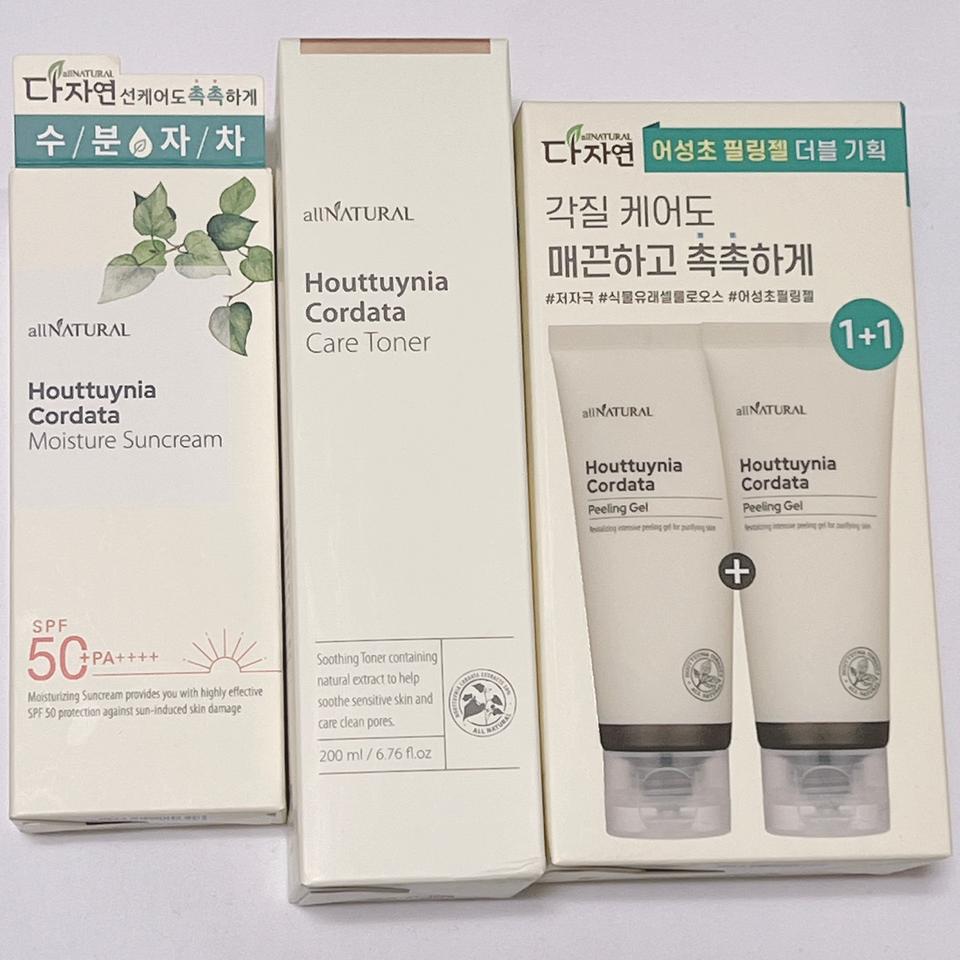 일괄) 다자연 어성초 케어 토너 필링젤 더블기획 수분 선크림