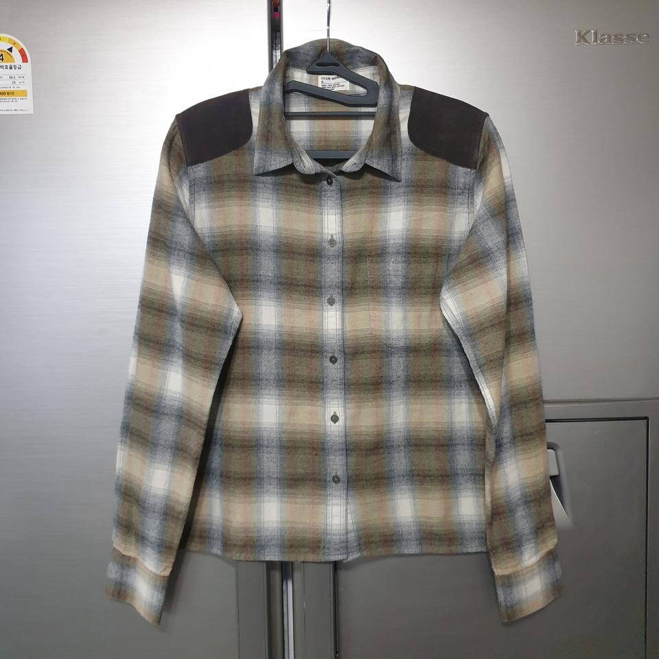 클럽모나코 염소가죽 배색 체크 셔츠