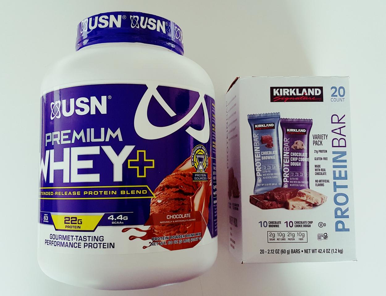 [택포]총2개: 대용량 프리미엄 유청 단백질 & 커클랜드 프로틴바 일괄