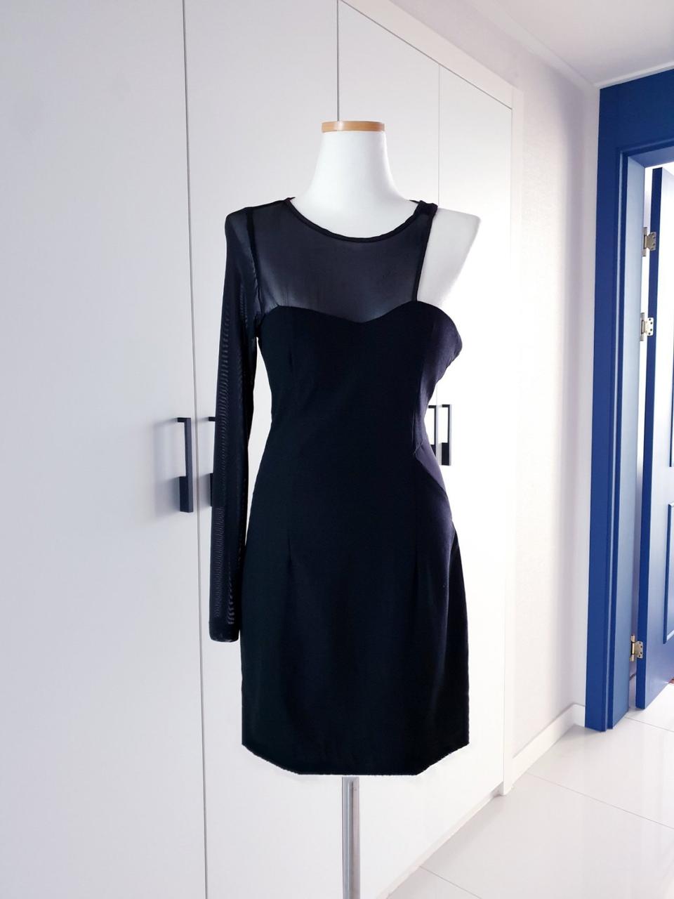 파티 섹쉬 블랙 시스루 언발란스 원피스