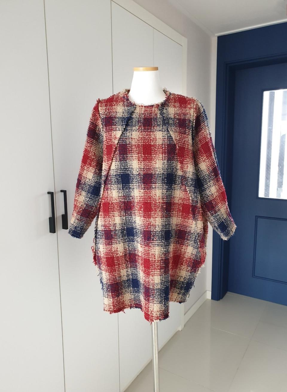 컬러배합 멋진 루즈핏 박시 원피스 롱스웨터