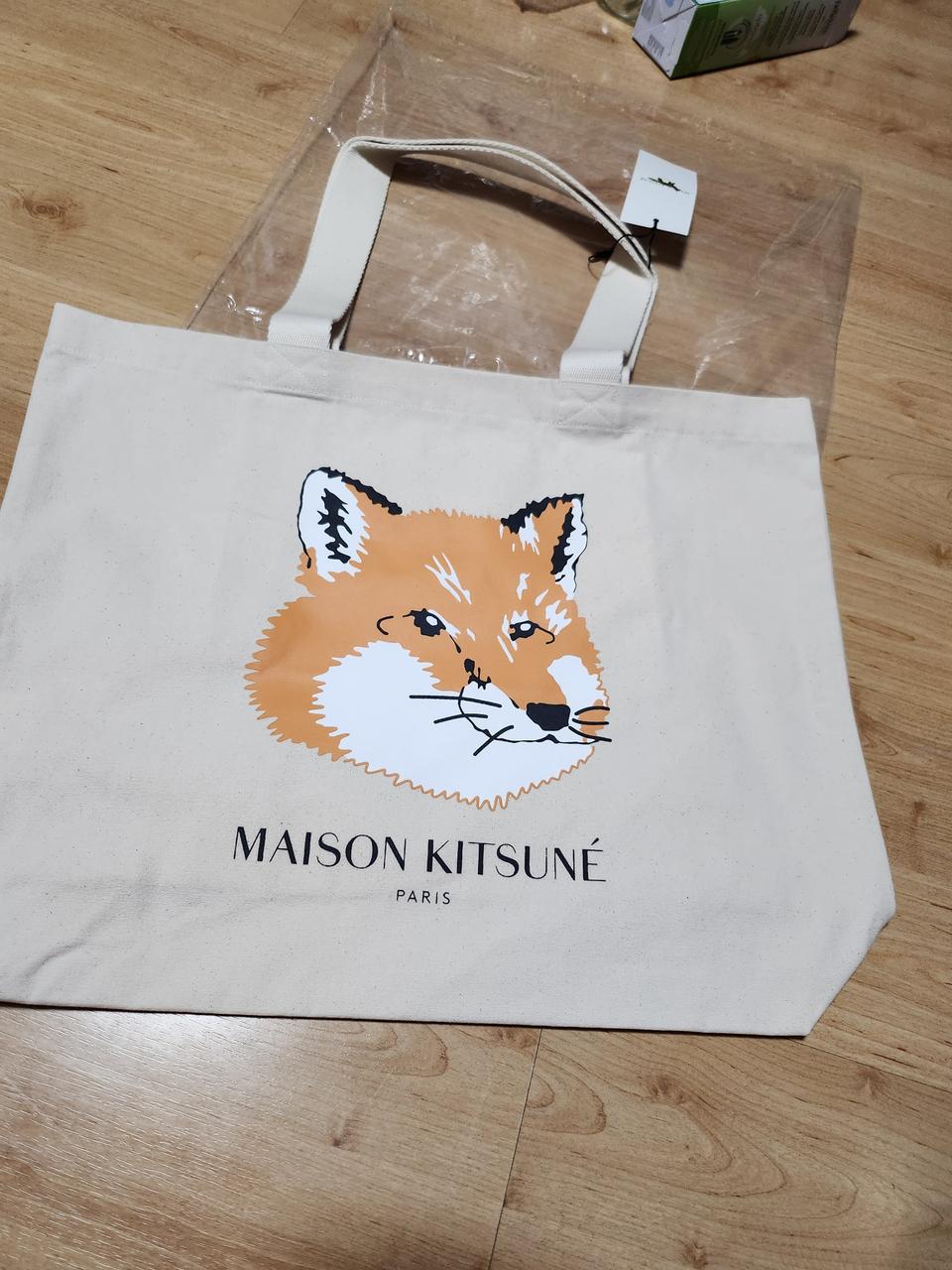 메종키츠네 폭스헤드 에크루 에코백 택있음