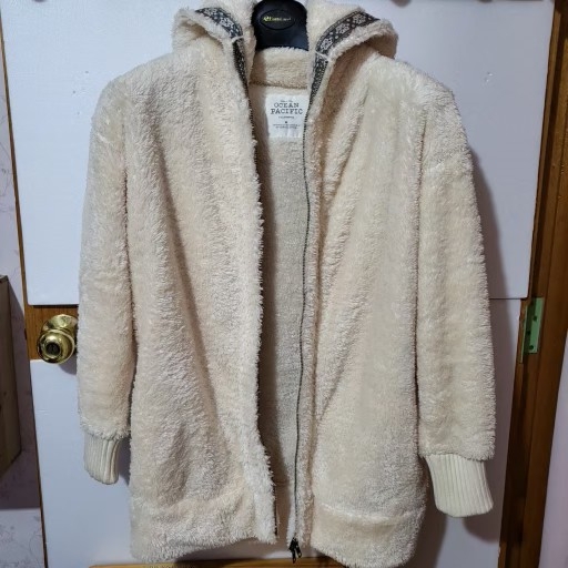 일본 빈티지 겨울코트 양털 후드 집업 코트 고급 롱후리스 95