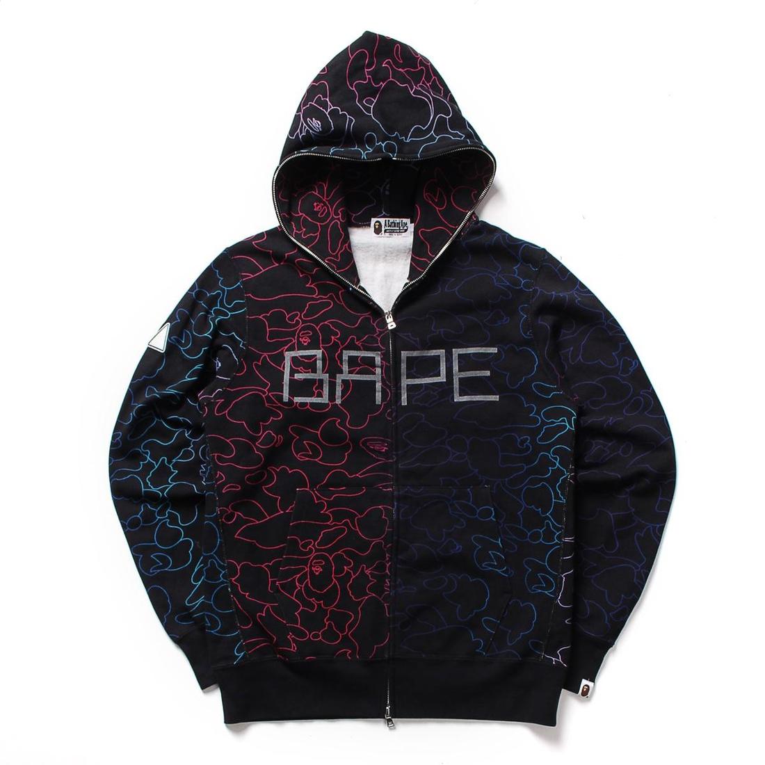 Bape 베이프 펜슬 네온 카모 풀 후드 집업