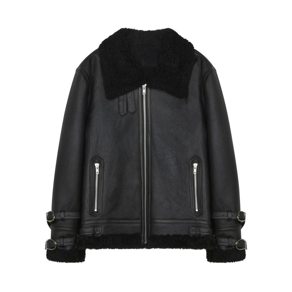 100 리얼 천연 양털 무스탕 자켓 남자 일체형 시어링 무톤