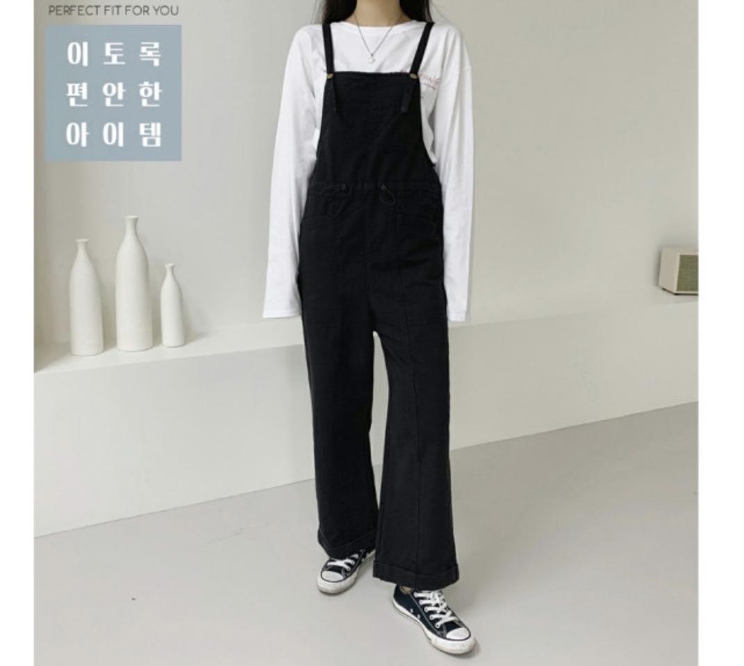 자체제작 [Made,M사이즈]. 원스 오버롤 와이드 멜빵팬츠