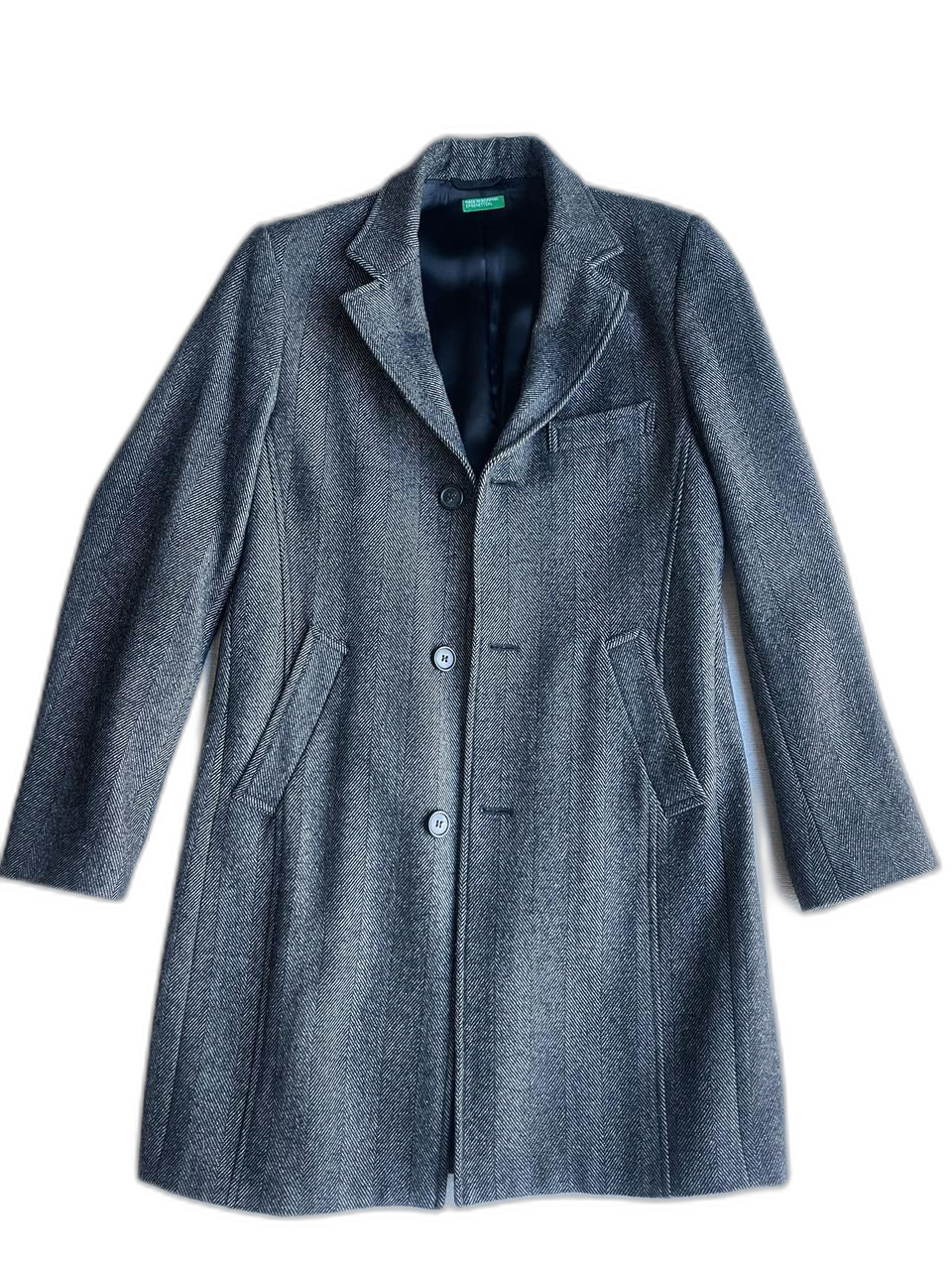 베네통 헤링본패턴 남성코트