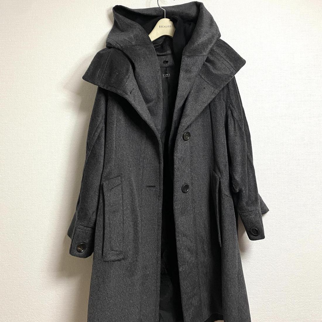 TIME타임코트 오버핏모직후드코트(후드 탈부착)c12