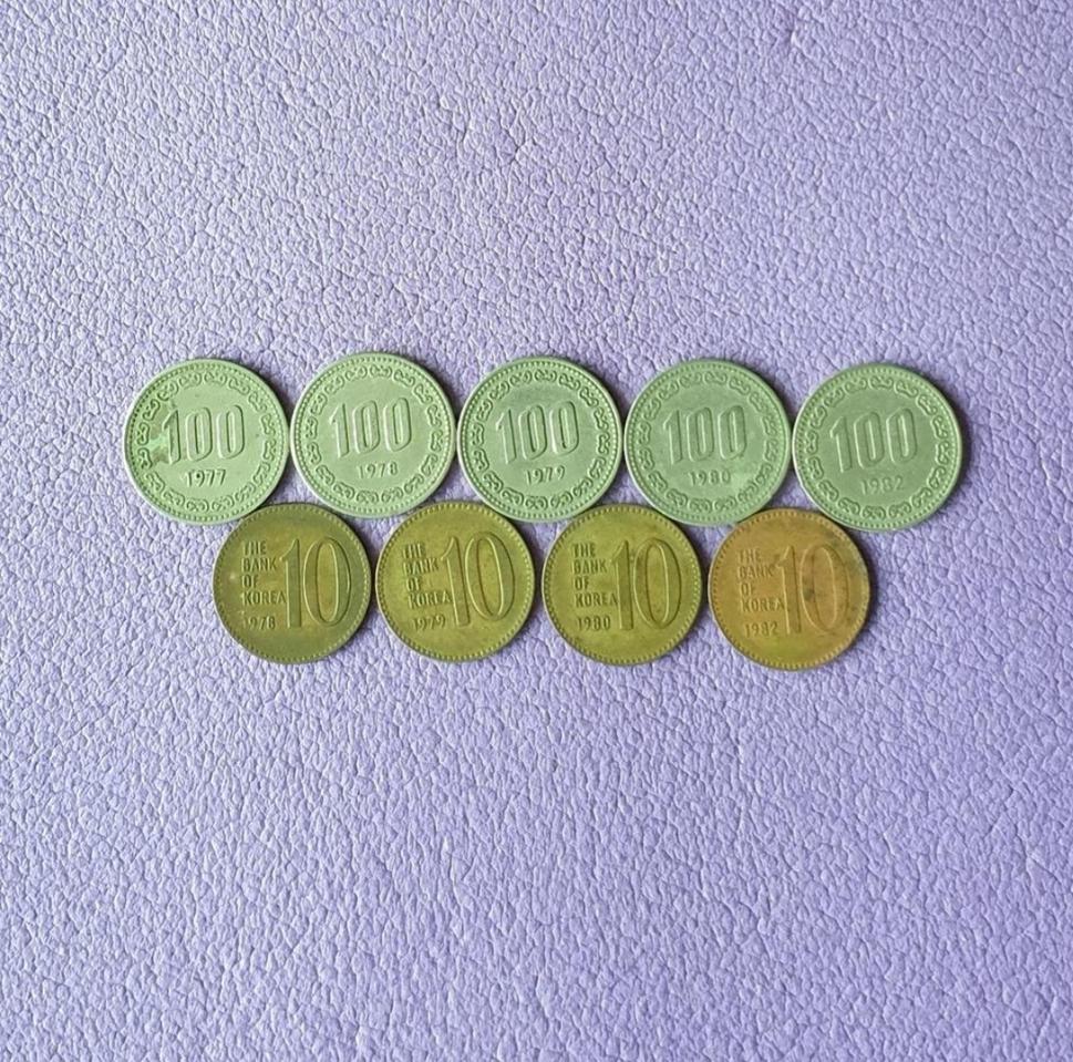 옛날동전 1977년 100주 포함
