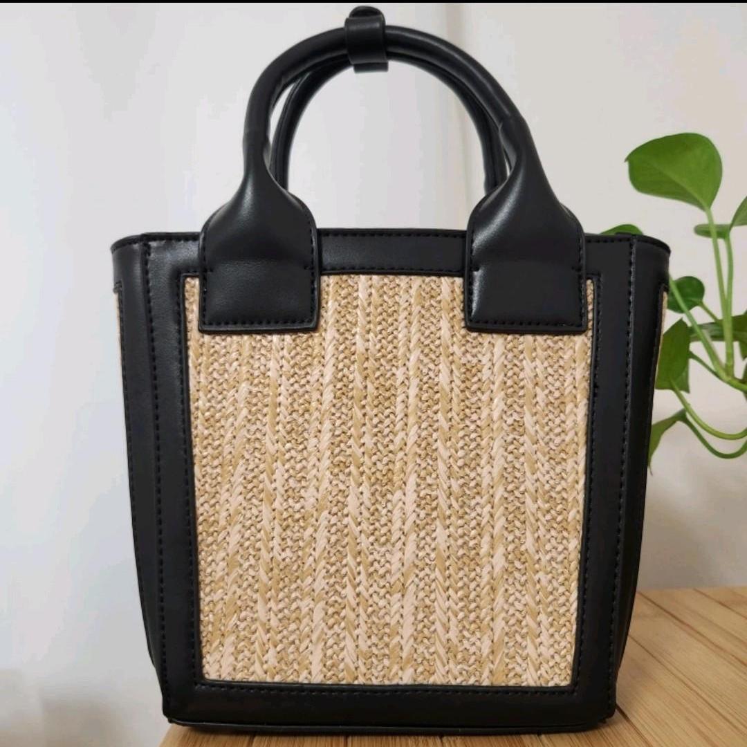 왕골 가죽 가방