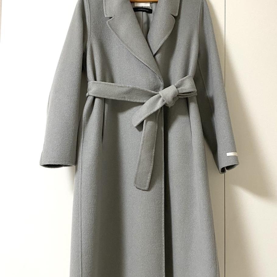 잇미샤 울 캐시미어 롱 벨티드 코트 55-66 거의 새상품