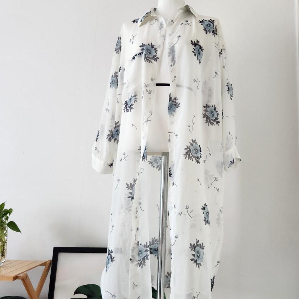 파프리카 쉬폰 롱셔츠