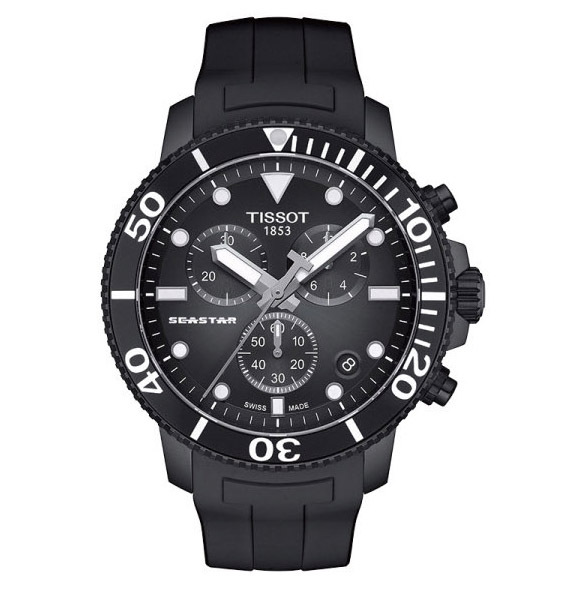 티쏘 씨스타 1000 크로노그래프 올블랙 남성 우레탄시계 T120.417