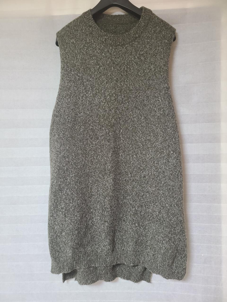 카키 니트 롱조끼 롱베스트