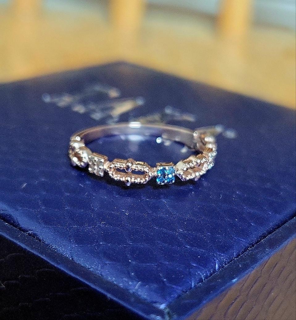 14k꼬냑다이아,블루다이아반지(11호)