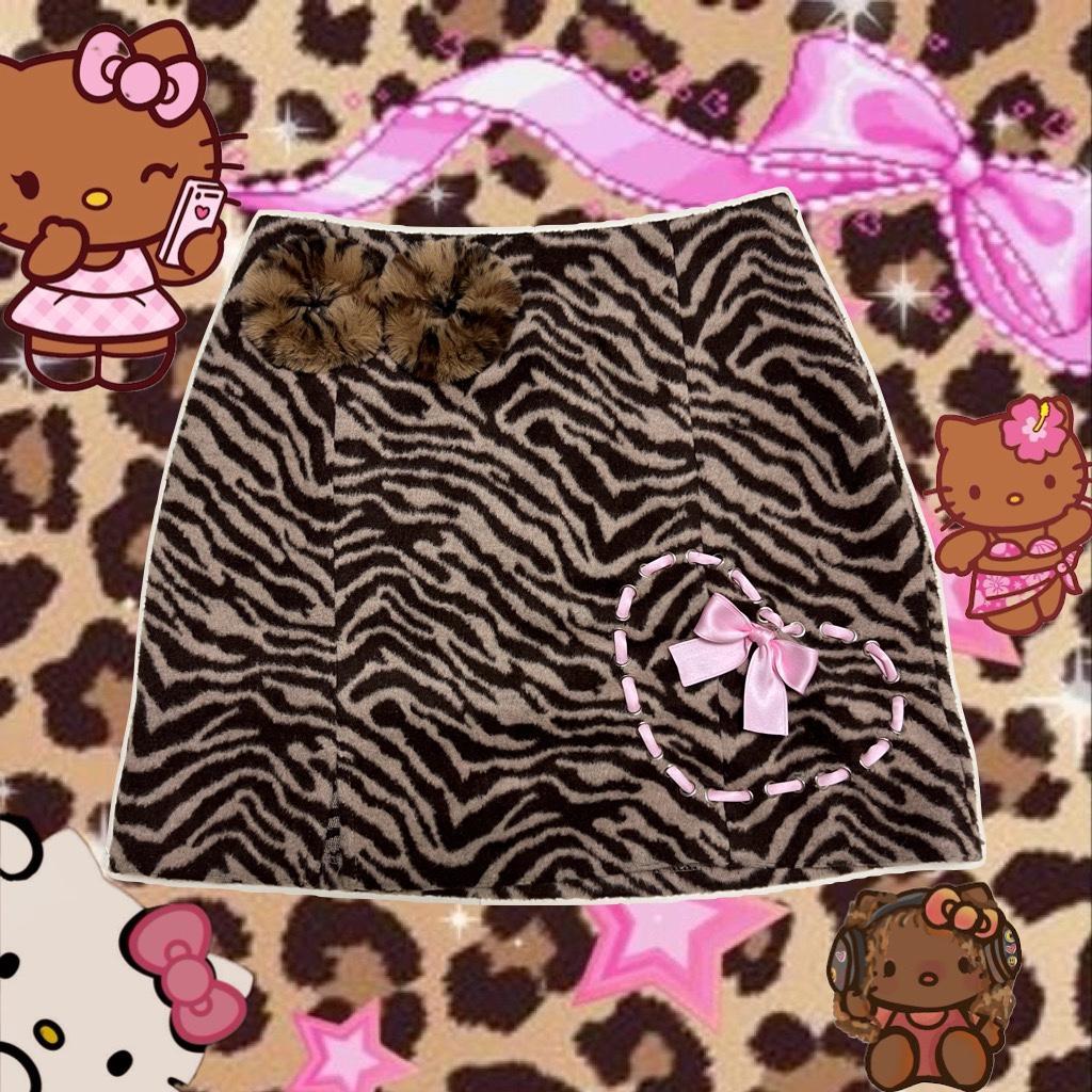 지브라 호피 갸루 스커트