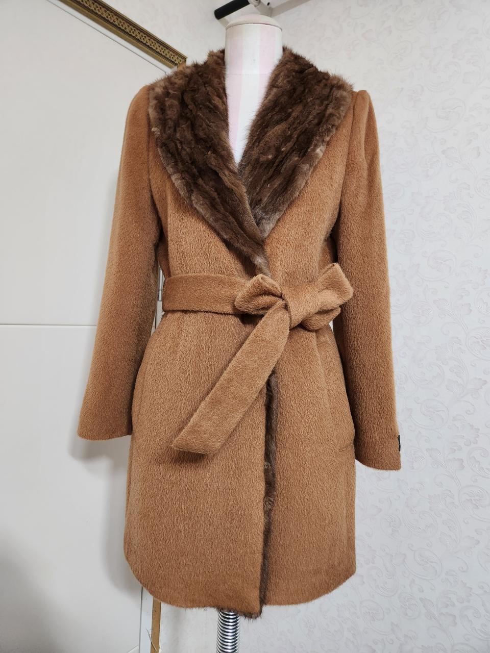 (55사이즈)쉬즈미스 밍크카라 수리알파카 코트