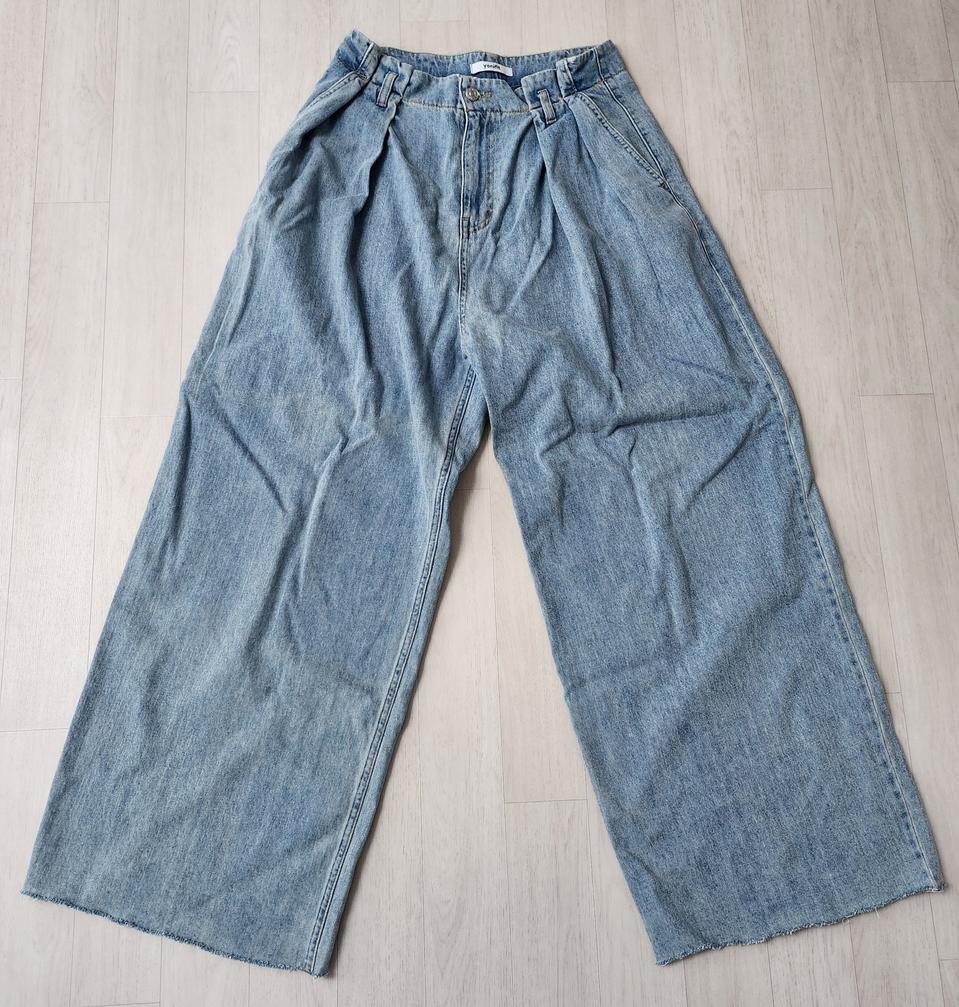 루즈 핀턱 데님 바지