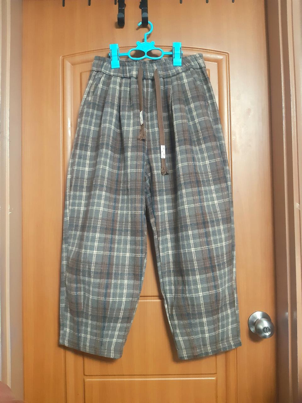 새옷)~31 모직겉감 밍크안감 체크 배기밴딩바지