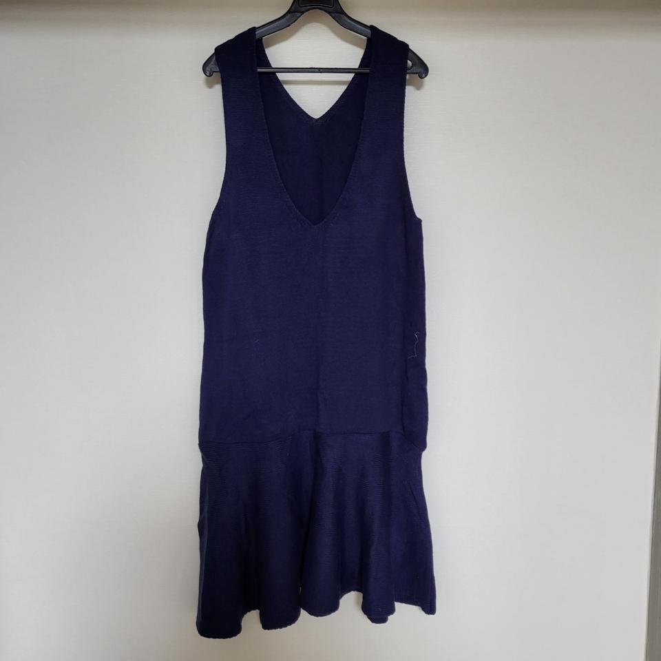 네이비 니트 플레어 롱 원피스