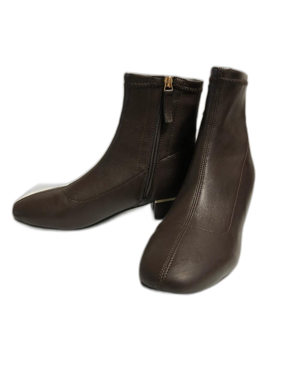 금장포인트 스판 지퍼 앵클부츠 250 브라운