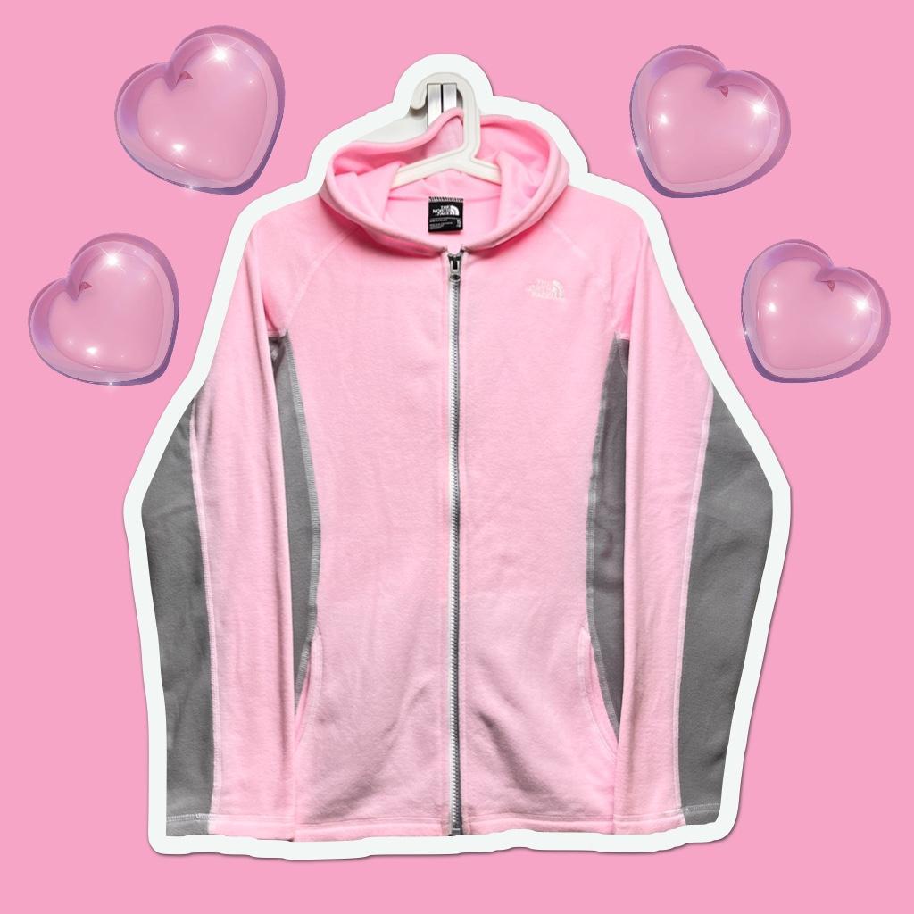노스페이스 핑크 그레이 후드집업