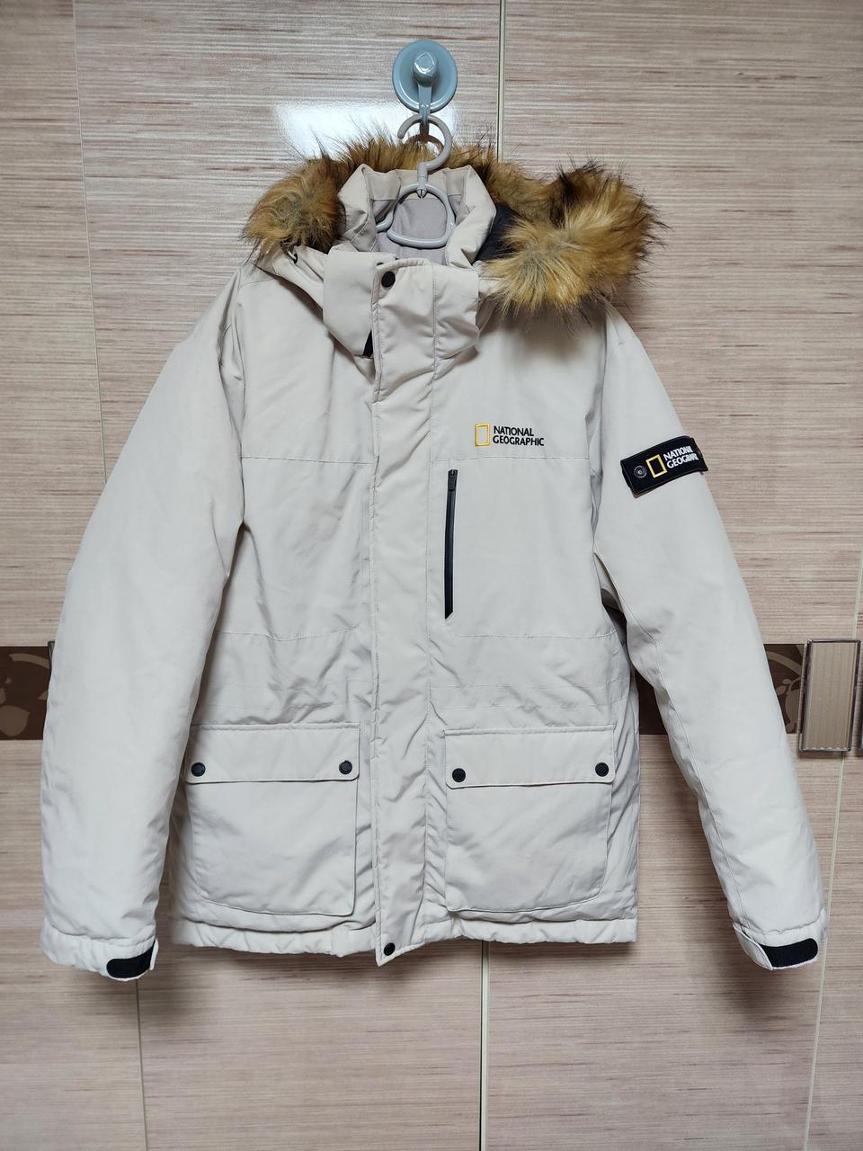 내셔널지오그래픽 덕다운패딩 베이지컬러 105