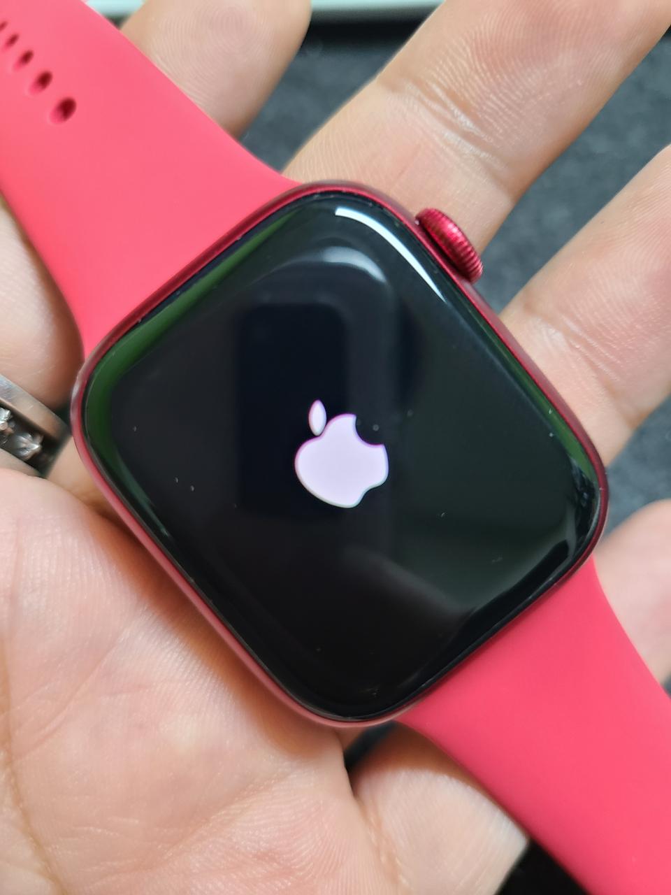 애플워치7 41MM 레드 GPS 상태S 풀박 배터리100% 리퍼유 32만