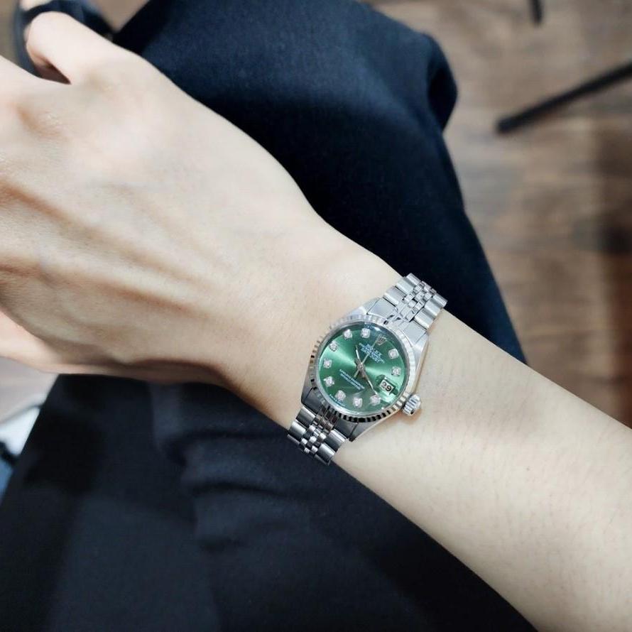 정품 로렉스 데이저스트6517 여성용시계 26mm 올리브그린 다이아셋팅